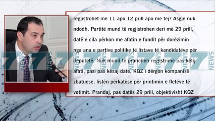 AFATI I FUNDIT PER REGJISTRIMIN E PARTIVE NE ZGJEDHJE ESHTE 29 PRILLI - News, Lajme - Kanali 11
