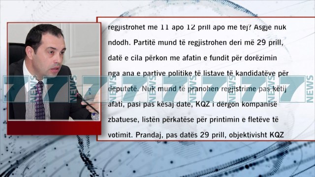 AFATI I FUNDIT PER REGJISTRIMIN E PARTIVE NE ZGJEDHJE ESHTE 29 PRILLI - News, Lajme - Kanali 11
