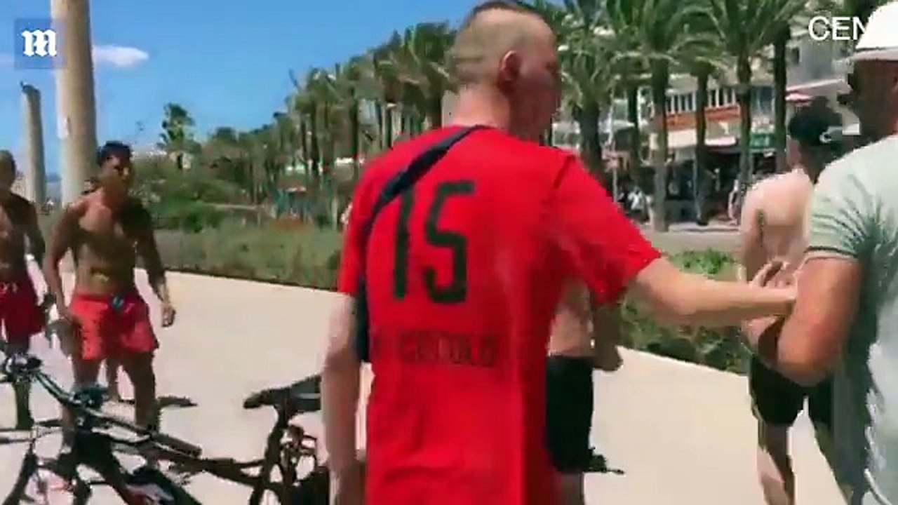Brutal fight breaks out between group of German in Spain on Beach