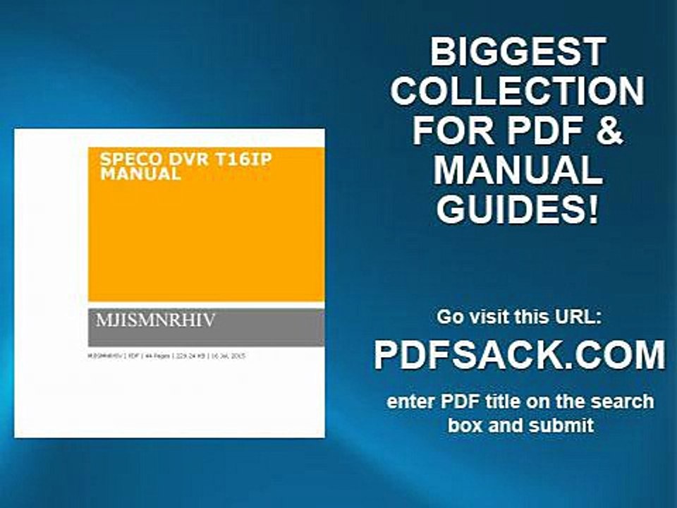 Speco Dvr T16ip Manual