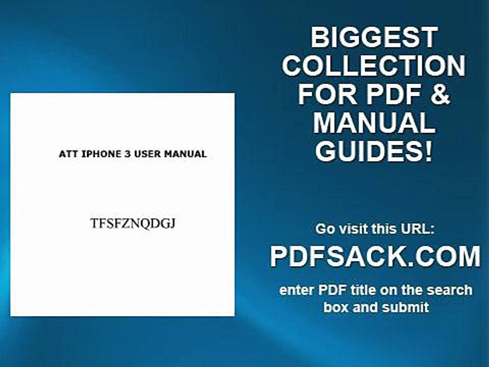 Att Iphone 3 User Manual