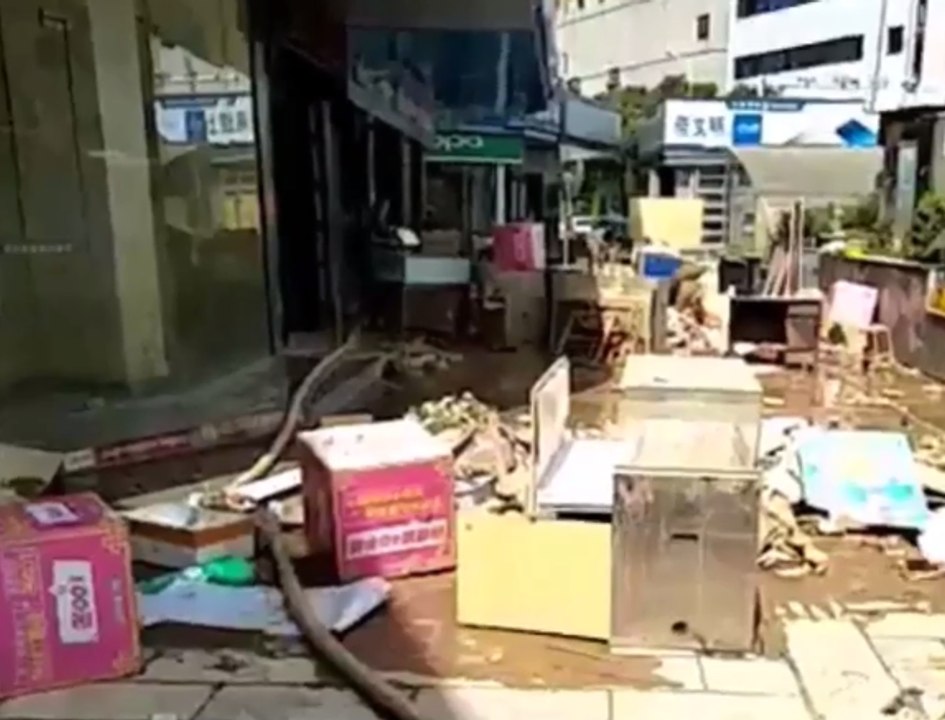 Debris Strewn Across Changsha, Hunan, Following Rains and Flooding
