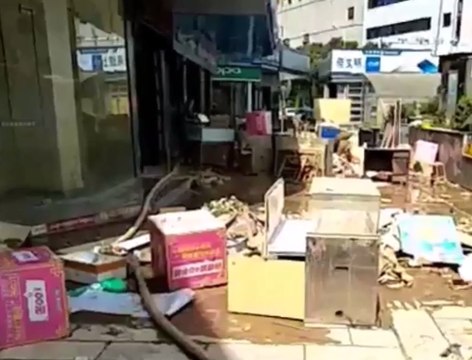 Debris Strewn Across Changsha, Hunan, Following Rains and Flooding
