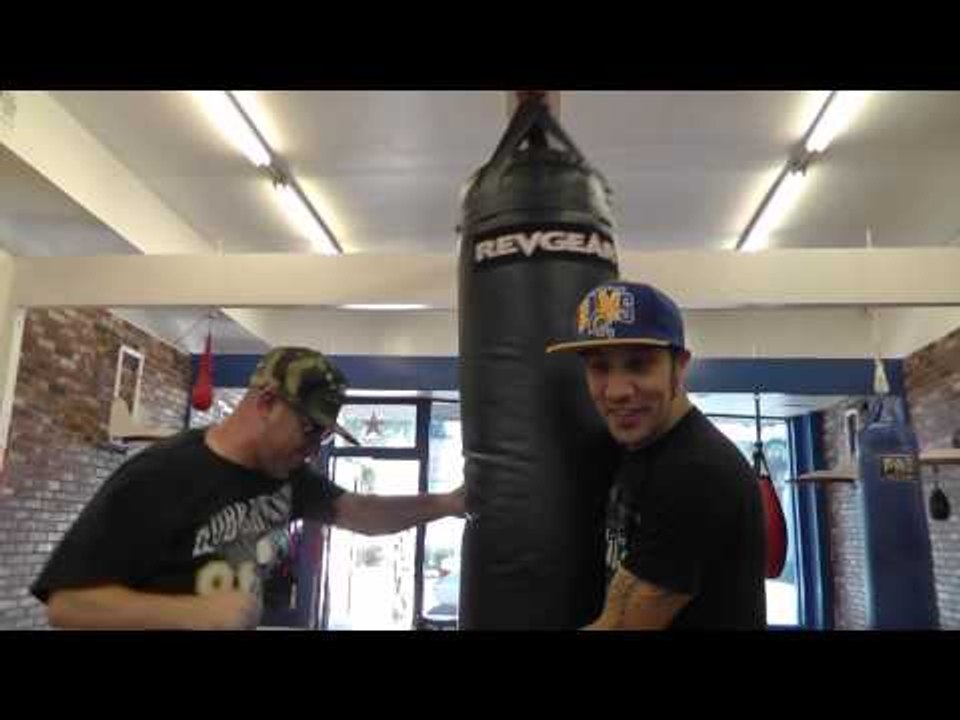 seckbach on heavy bag no gloves showing speed and lil power