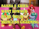 BARBIE CHELSEA SASHA & ARIEL WANT BOWSER TO BE THEIR PRINCESS CHARMING LITTLE MERMAID DISNEY SUPER MARIO Toys Kids Video