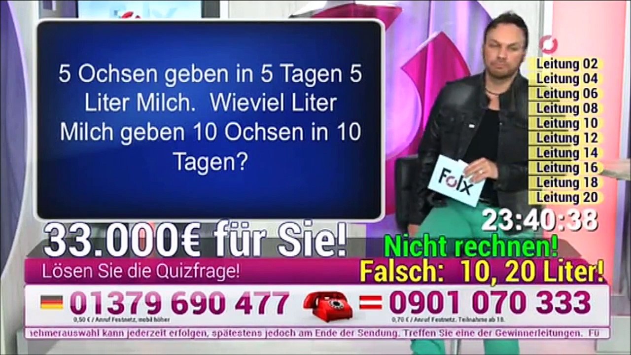 Teleshopping-Moderator beim Folx Quiz (29.06.2017)