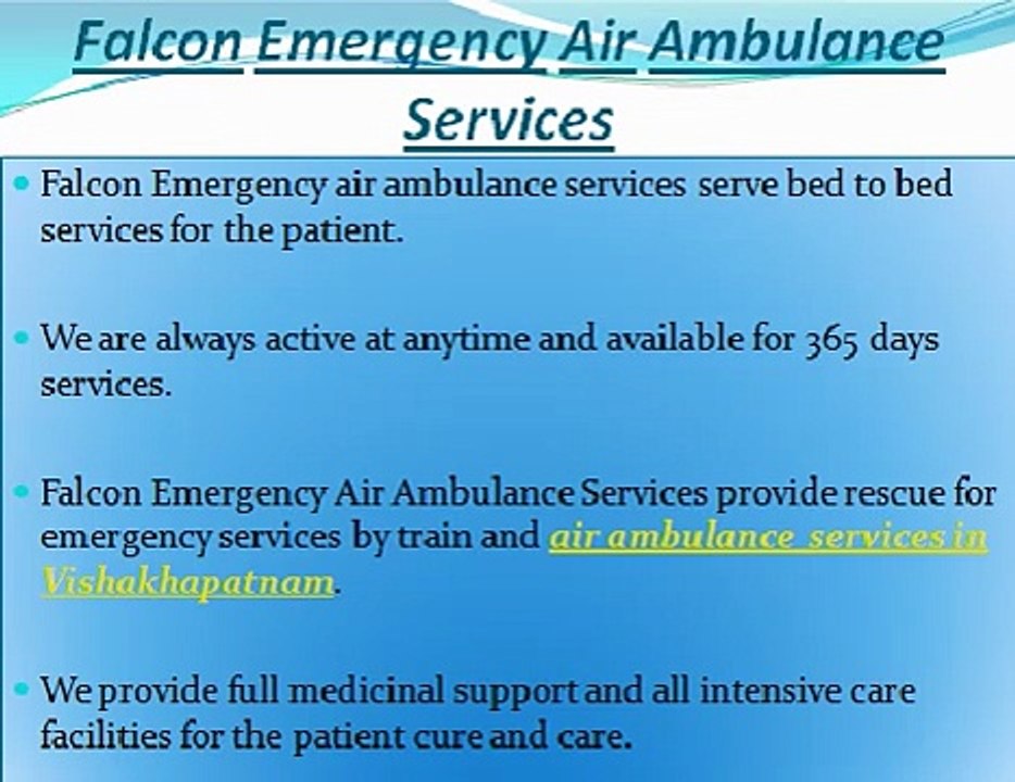 Medical Shifting by Air Ambulance Service in Vishakhapatnam