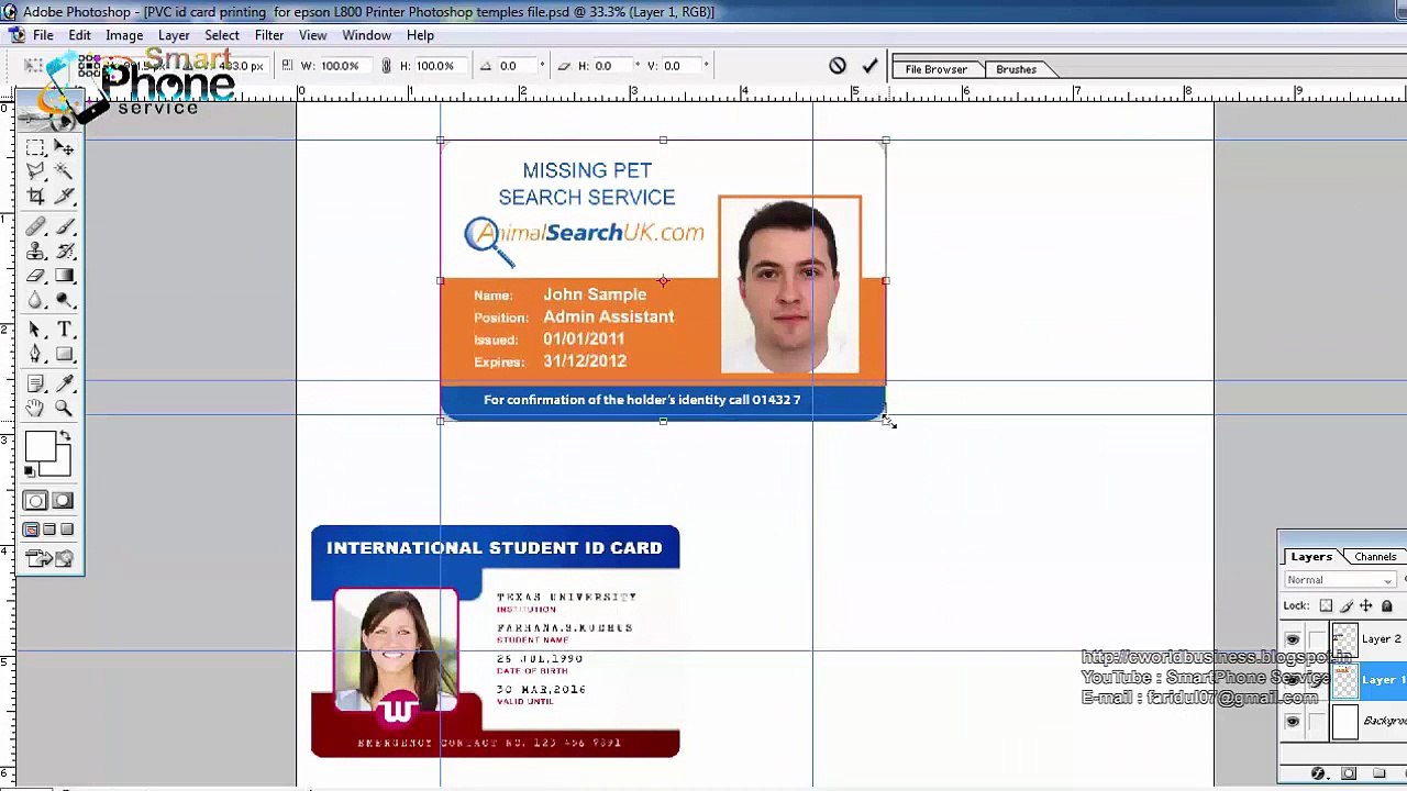 id card template psd for epson l805