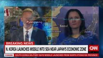North Korea fired a ballistic missile that landed in waters east of the Korean p