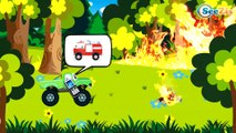 Camión de Bomberos, Camión, Grúa en Español. Dibujo animado de carros. Caricaturas para Bebés