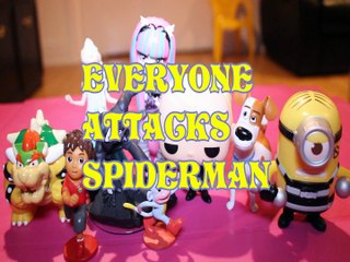 EVERYONE ATTACKS SPIDERMAN BOWER ELSA DIEGO DORA BOOTS BOSS BABY MAX MINION ROCHELLE Toys Kids Video SUPER MARIO MARVEL
