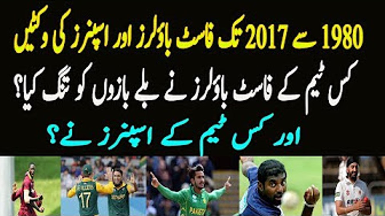 All teams pacers and spinners wickets in all three formats from 1980 to 2017