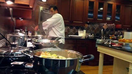 Kitchen Charm | Shears cutting chicken Chef Warren Goodgoll
