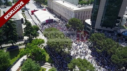 Report TV - Ekskuzive pamje me dron nga protesta e PD
