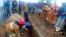 Ils découvrent un homme enterré vivant dans une tranchée