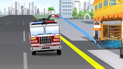 Learn Colors White Ambulance with Street Vehicles for Kids - Cars & Trucks Cartoon for Children