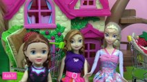 Muñecas hijos Elsa Anna discutieron comprar mascotas Barbie con gato de dibujos animados con muñecas