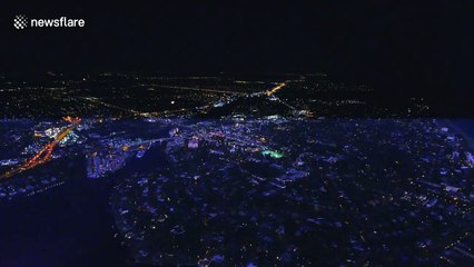 Drone films stunning fireworks and lightning on July 4th