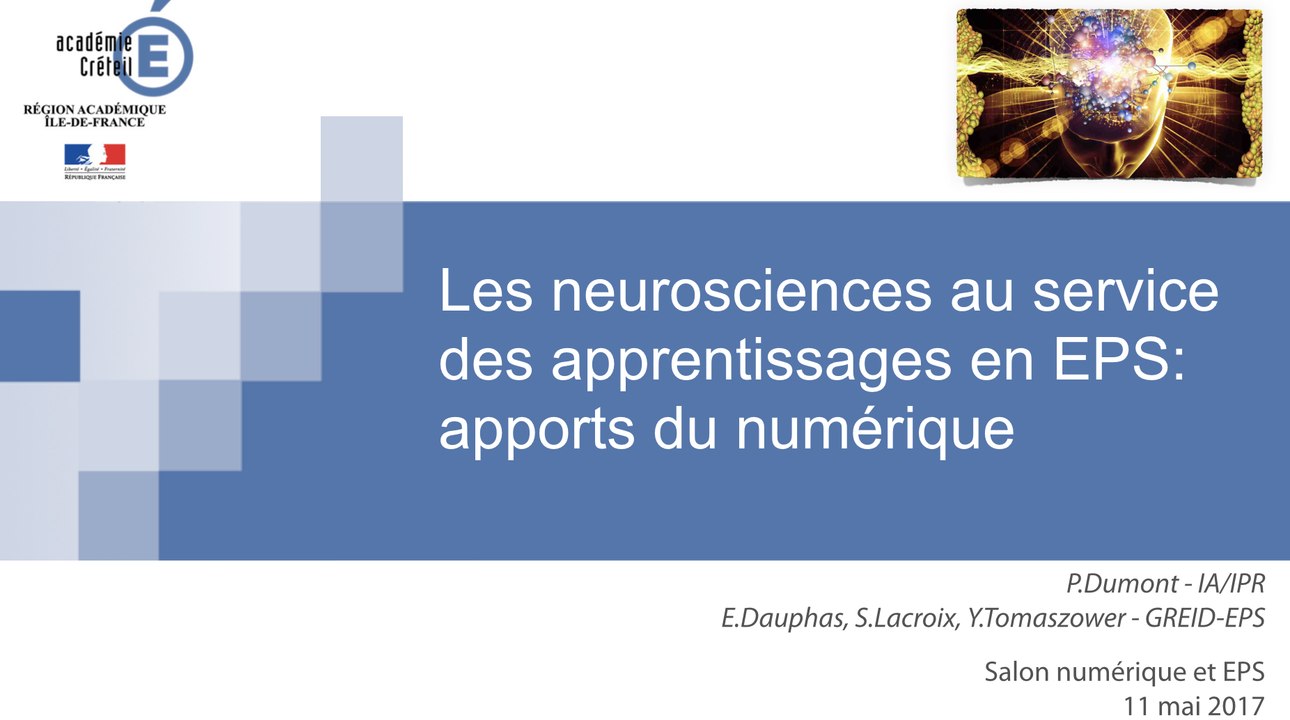Les neurosciences au service des apprentissages en EPS: apport du numérique