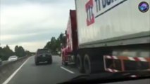 Policeman Clings To MIRROR As Truck Speeds Away