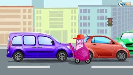 ¡NEW! Dibujos animados de COCHES. VEHíCULOS DE SERVICIO. Coche de Policía y Ambulancia
