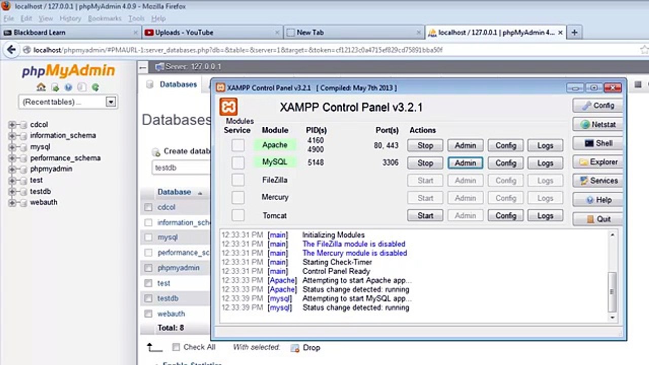 Connect to MySQL with PHP in XAMPP - Create a new database