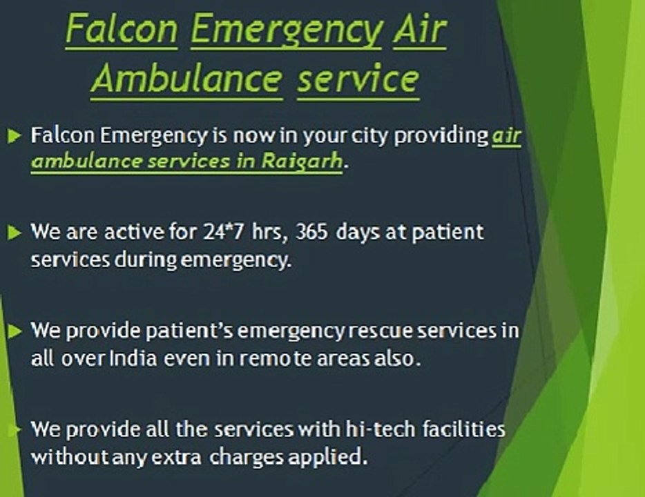 Medical Relief by Air Ambulance Service in Rajkot and Raigarh