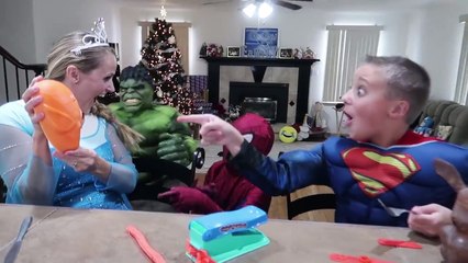 Big Giant Foot vs Frozen Elsa Get Shrunk! Pink Spidergirl Spiderman Superhero Kid Movie in