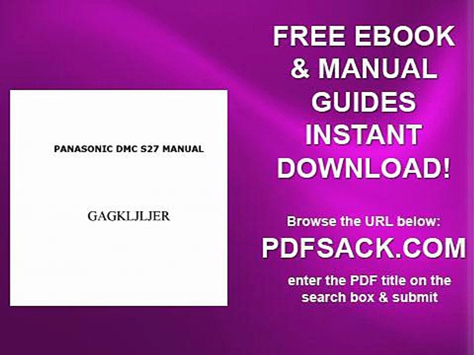 Panasonic Dmc S27 Manual