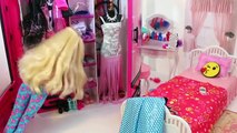 Bad Barbie & Good Barbie Morning routine Pink Bedroom Doll House Beliche para Barbie Quarto|