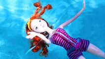 Barbie DOLPHIN ATTACK!!! Frozen Elsa & Merida VS Crazy Dolphin Saved by Spiderman & Baywat