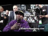 floyd mayweather vs robert guerrero mayweather shows hand injury after fight