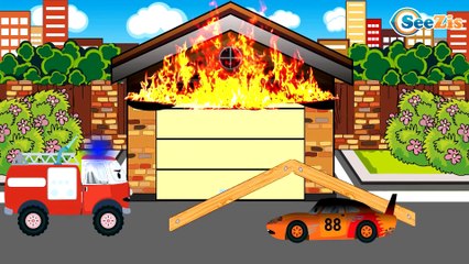 Camion de pompiers, Voiture de course, Voiture de police | Dessin animé français pour enfants