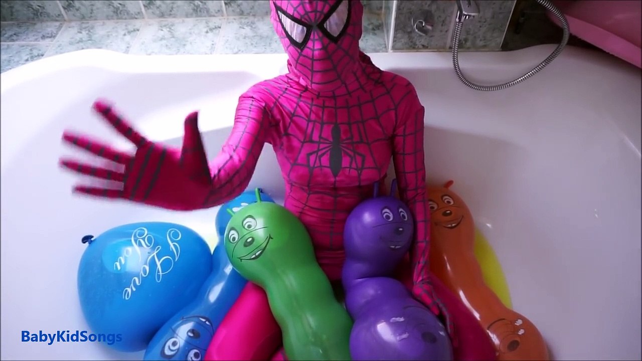 Большой влажный воздушный шар сборник Супер Герой палец Песня Узнайте цвета надувные шарики Коллекция