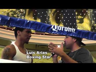 Mayweather vs Guerrero TMT star badou jack and luis arias on stage at mgm with Tattoo