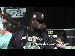 Mayweather vs guerreo both camps on stage