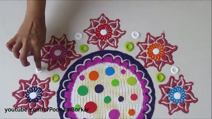 Beautiful-and-innovative-flower-shaped-rangoli-design-Rangoli-by-Poonam-Borkar
