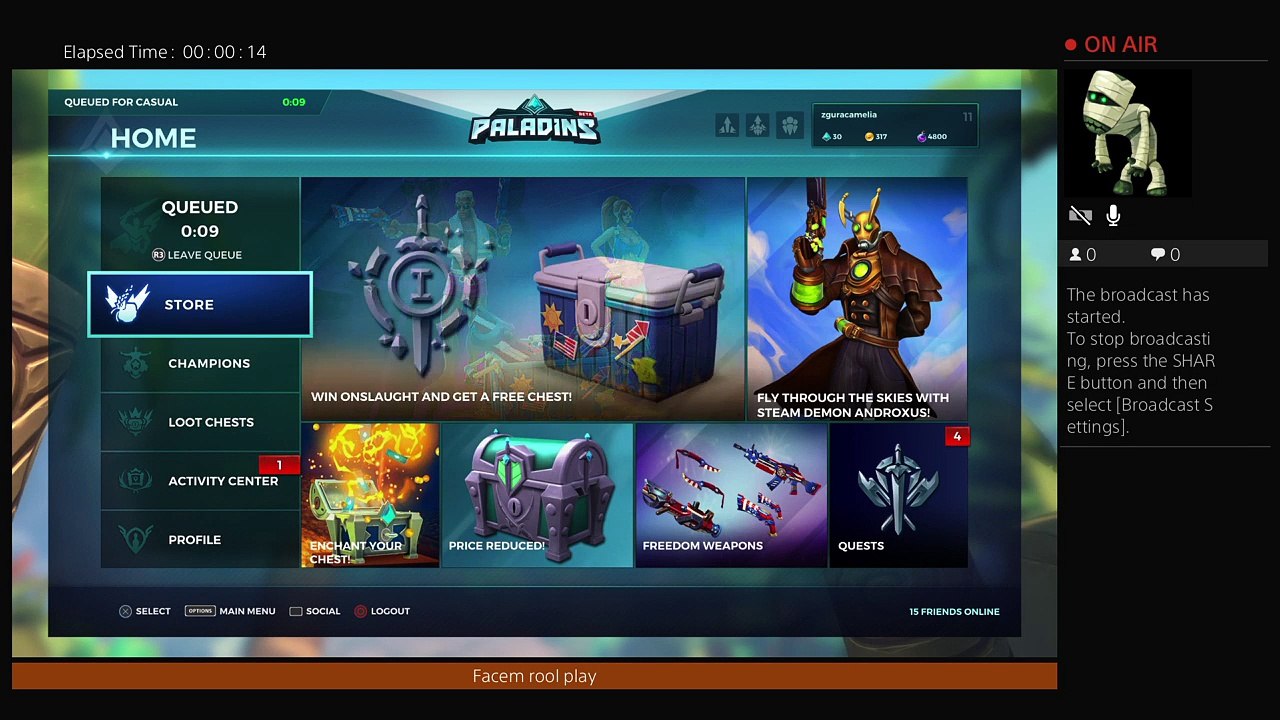 Facem live cu Paladins hai cu 100 de a bonati RESPECT!!!! (3)