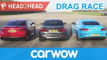 BMW M3 v Mercedes-AMG C63 S v Alfa Romeo Giulia QV - DRAG RACE, BRAKE & DRIFT OFF  Head2Head