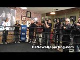 Bradley shadowboxing and talks Lamont Peterson