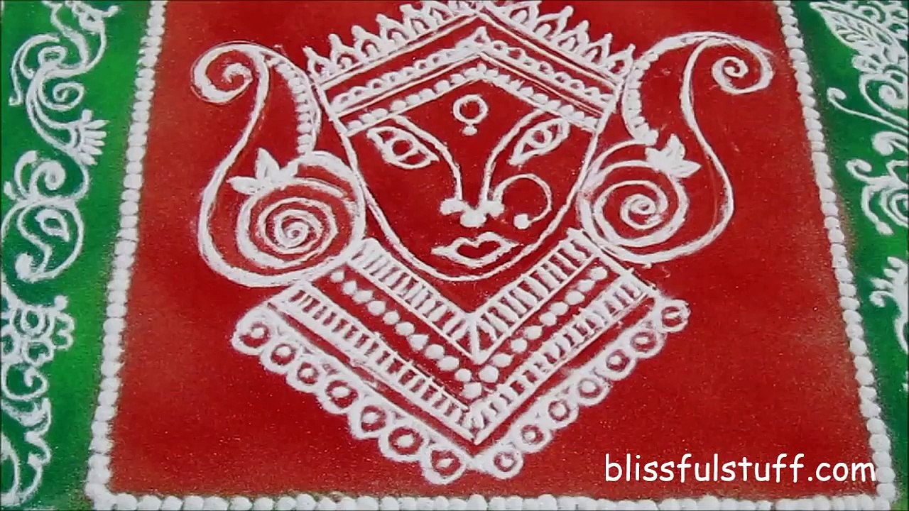 Navaratri Special Rangoli Design of Goddess Durga for Dussehra and Navratri Festival