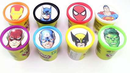 Superhero SLIME Game Learn Colors with Marvel and Justice League Superheroes PlayDoh Surpr