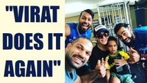 India vs West Indies: Virat Kohli's tongue expression with Dhawan's son Zorawar | Oneindia News