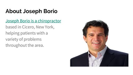 Joseph Borio: Variety of Issues Solve by Chiropractors