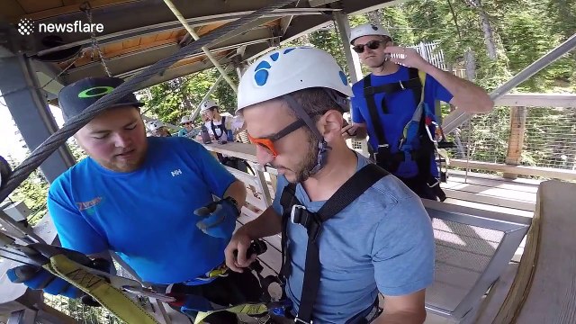 YouTuber ride one of the longest and fastest zipline in the world