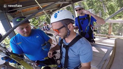YouTuber ride one of the longest and fastest zipline in the world