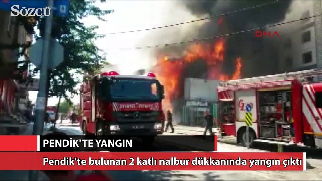 Pendik'te nalbur dükkanı alev alev yandı