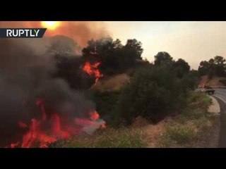 RAW: Huge wildfires rage in California, forcing evacuations