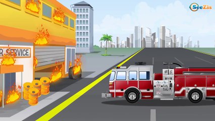 Cartoon for children Learn The Red Fire Truck rescue Kids Cartoons Cars & Trucks Real CHALLENGE