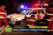 Miraflores: taxista se salva de morir tras volcar su vehículo en Costa Verde